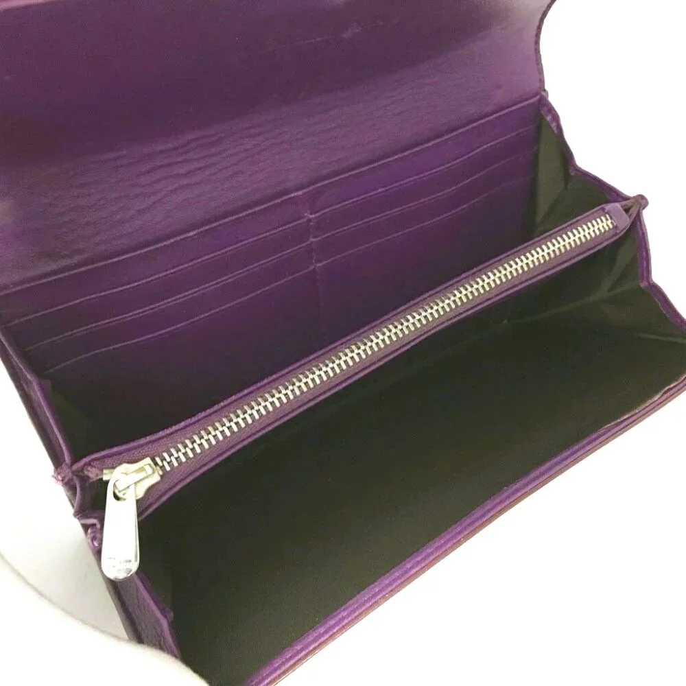 Christian Dior CD Logo Enamel Patent Leather Long Bifold Wallet /6R1625